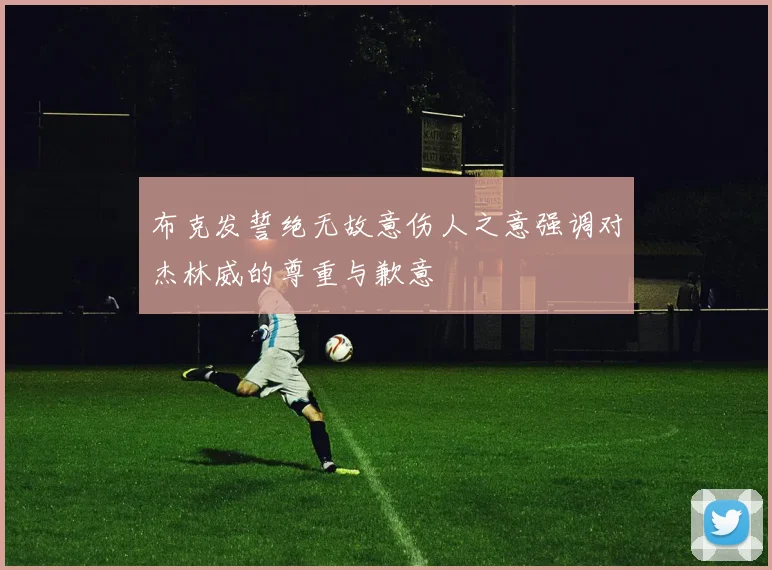 布克发誓绝无故意伤人之意强调对杰林威的尊重与歉意